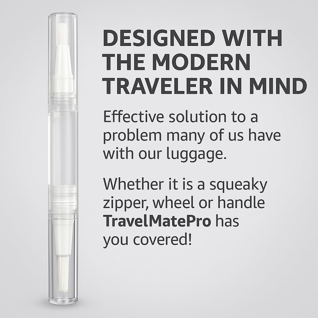TravelmatePro Luggage Lubricant Pen – TSA-Approved Silicone Care for Suitcase Wheels, Zippers & Handles – Prevent Sticking, Smooth Rolling, Extend Bag Life